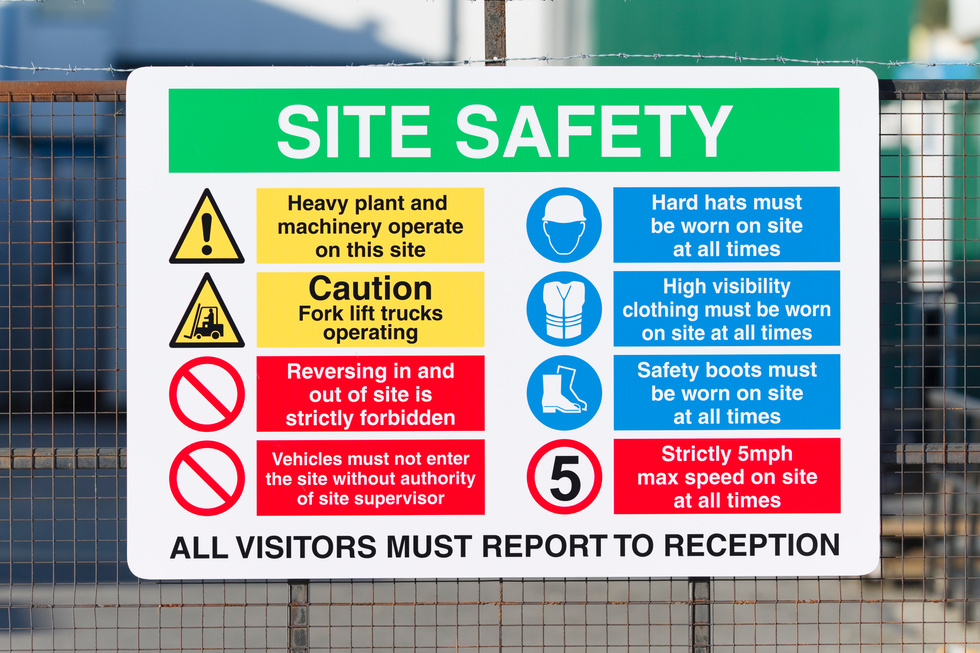 Construction site safety sign